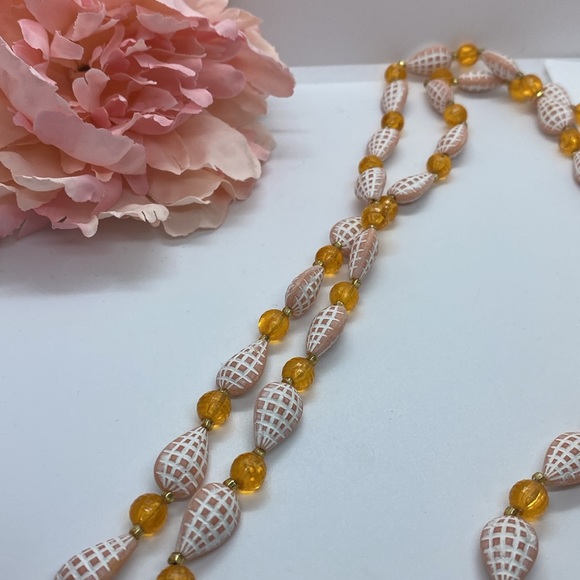 Long Vintage Orange Bead 1970’s Necklace 52” - Picture 3 of 4